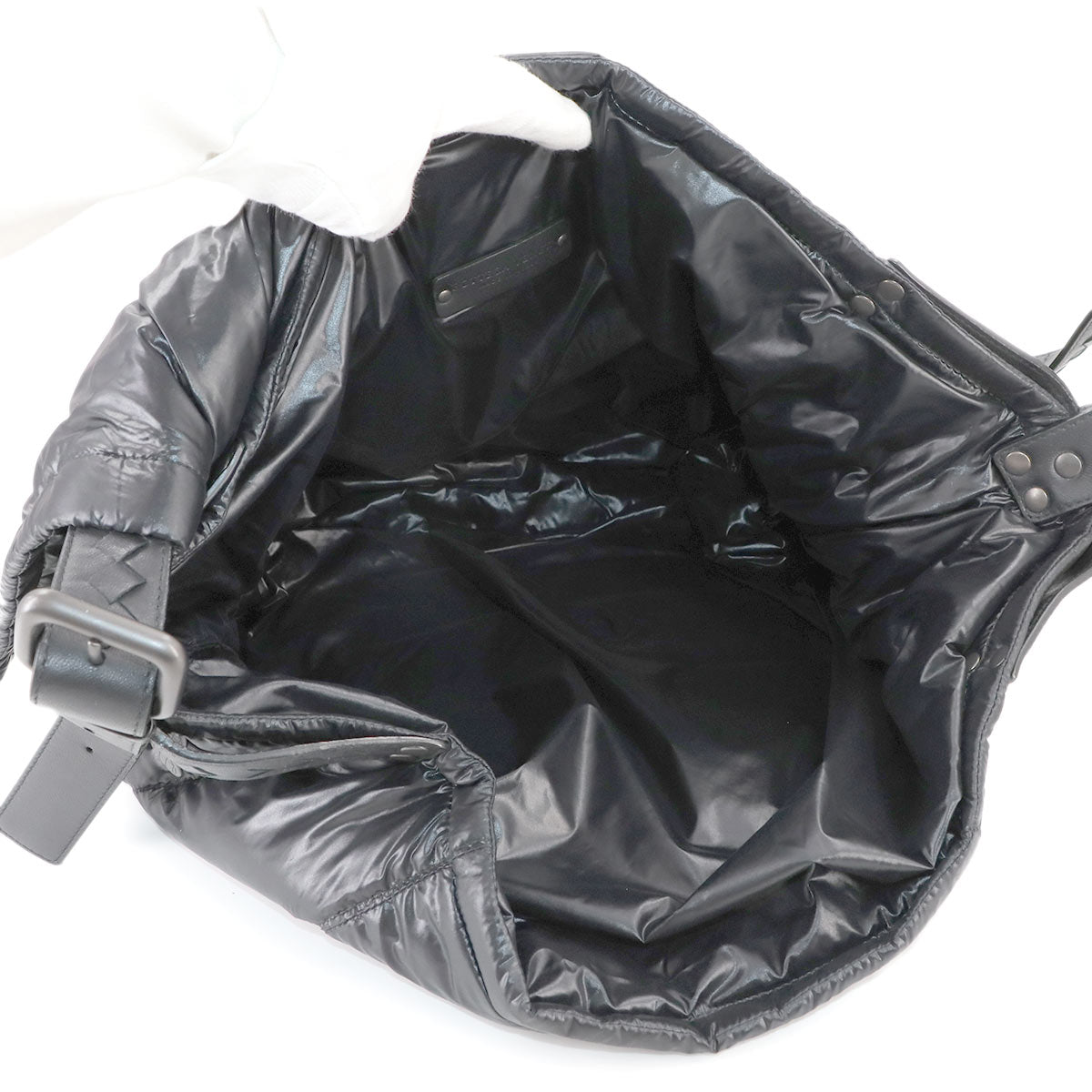 Shoulder Bag Jacquard Nylon Leather Black Purse