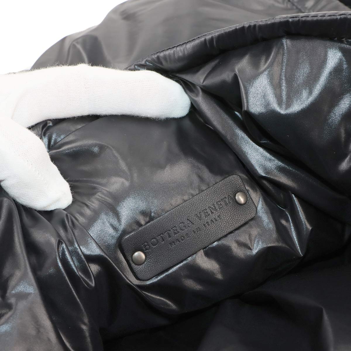 Shoulder Bag Jacquard Nylon Leather Black Purse