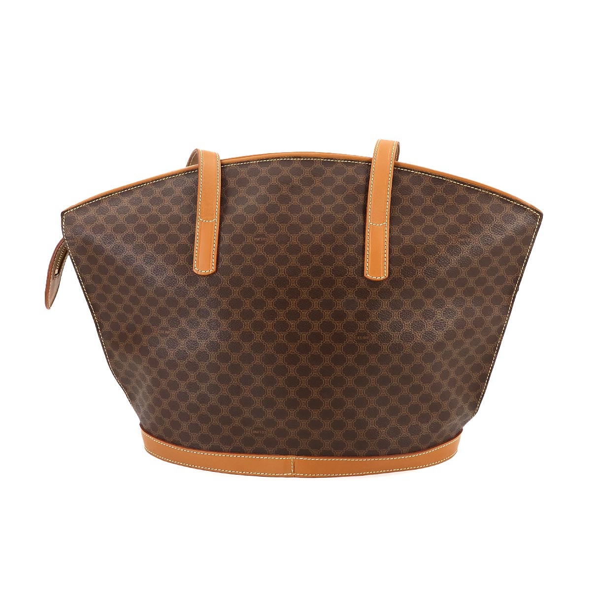 CELINE Macadam Tote Bag PVC Leather Brown Vintage Purse