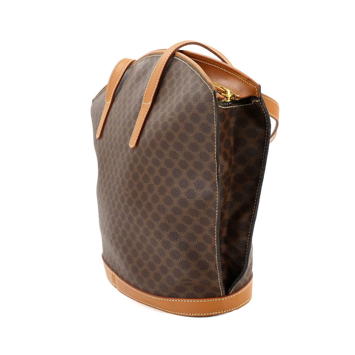 CELINE Macadam Tote Bag PVC Leather Brown Vintage Purse