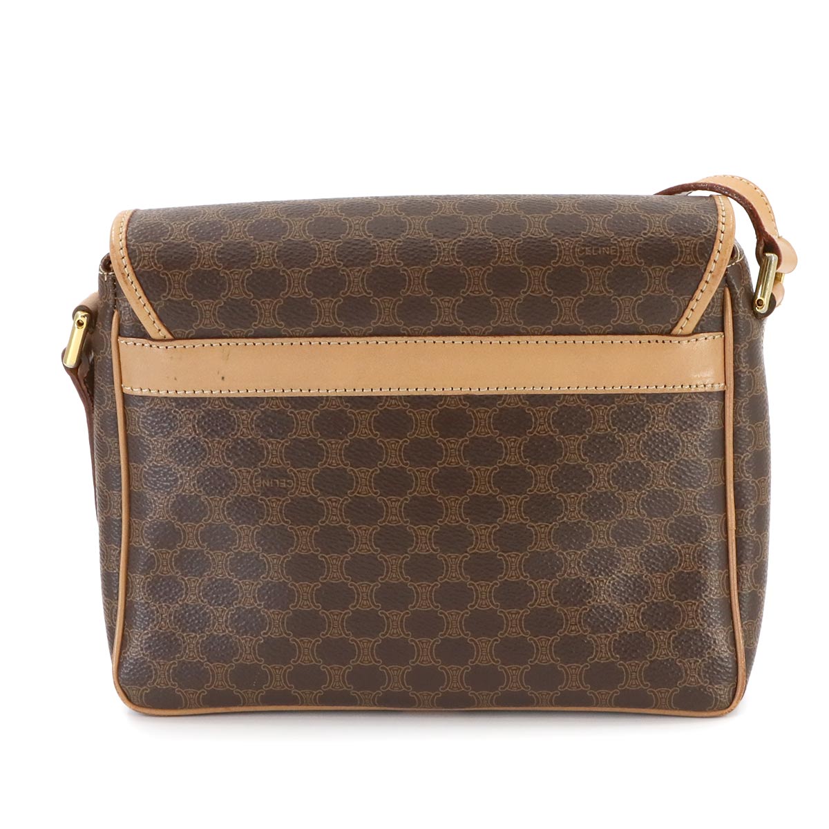 Macadam Shoulder Bag Leather PVC Brown Vintage Purse