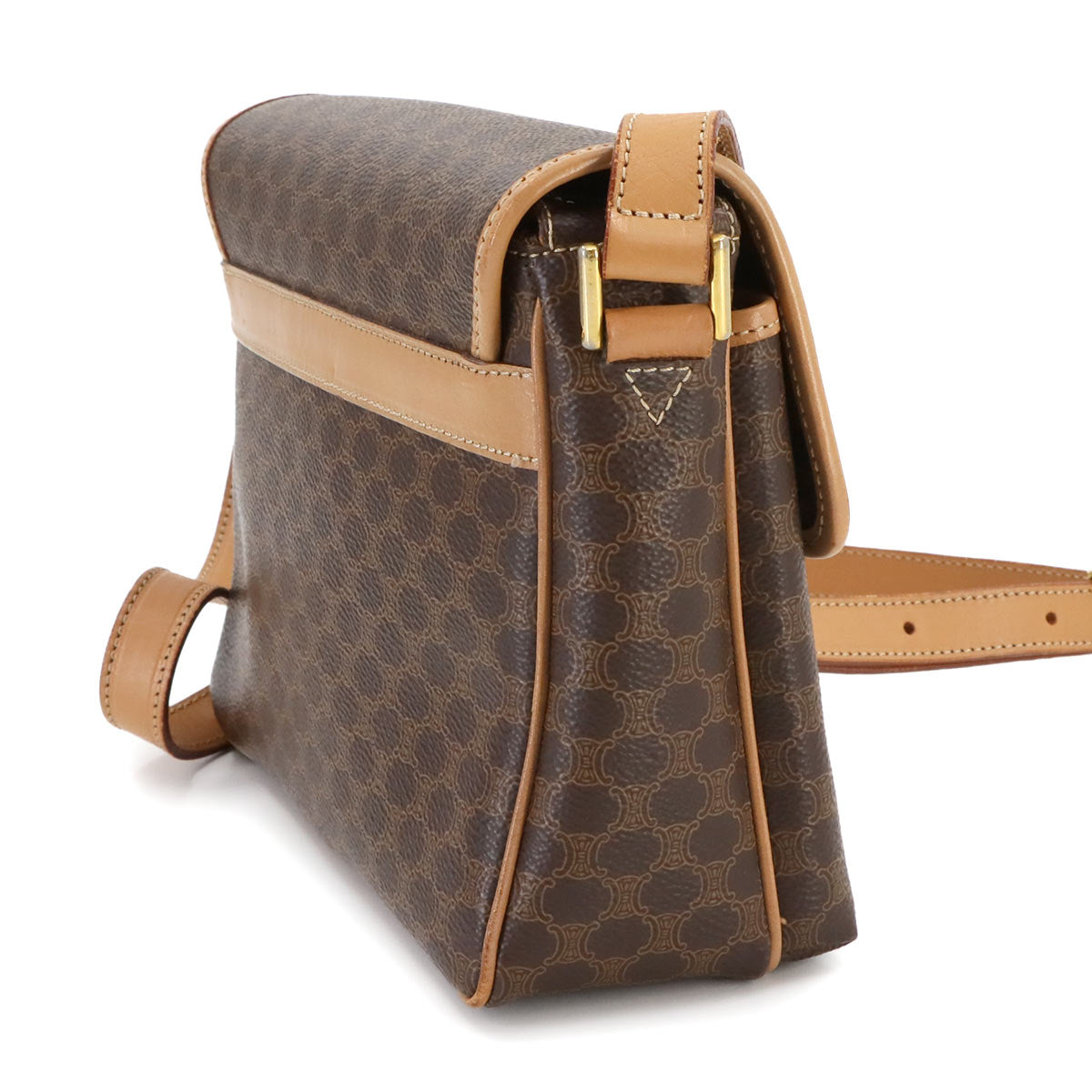 Macadam Shoulder Bag Leather PVC Brown Vintage Purse