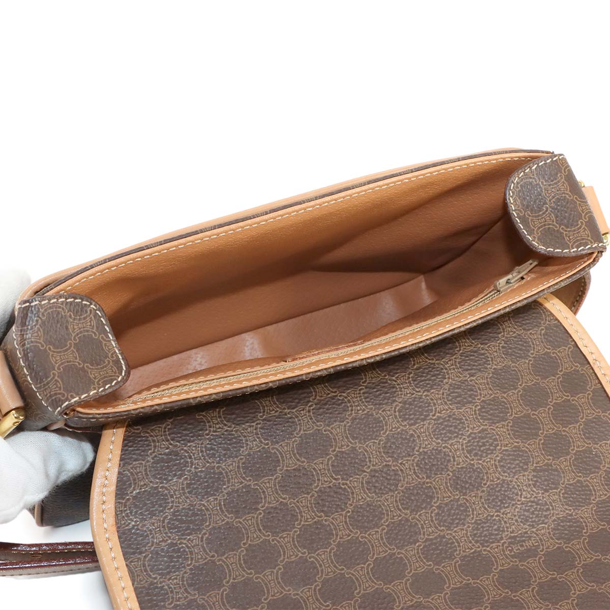 Macadam Shoulder Bag Leather PVC Brown Vintage Purse