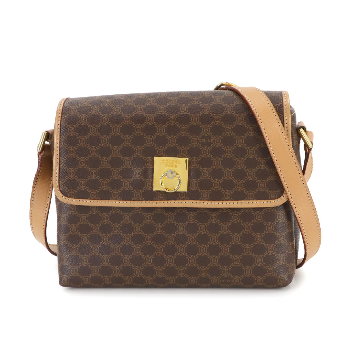 Macadam Shoulder Bag Leather PVC Brown Vintage Purse