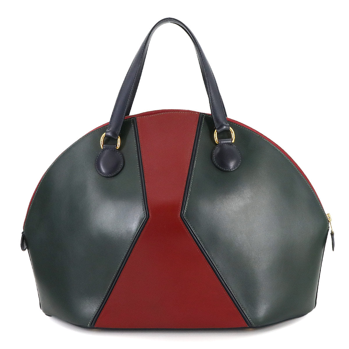 Il de Veau Hand Bag Box Carf Green Bordeaux Navy Purse 90275291