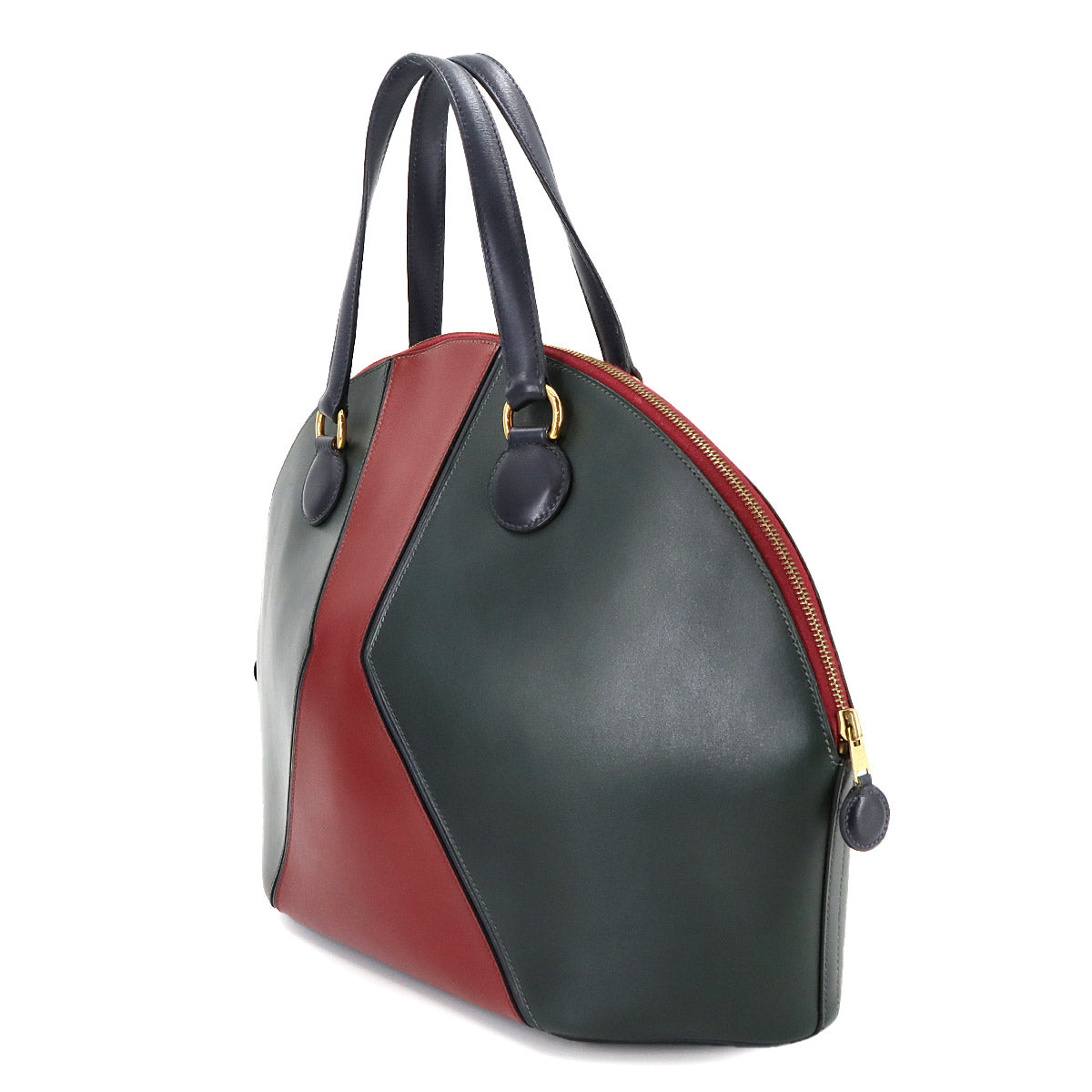 Il de Veau Hand Bag Box Carf Green Bordeaux Navy Purse 90275291