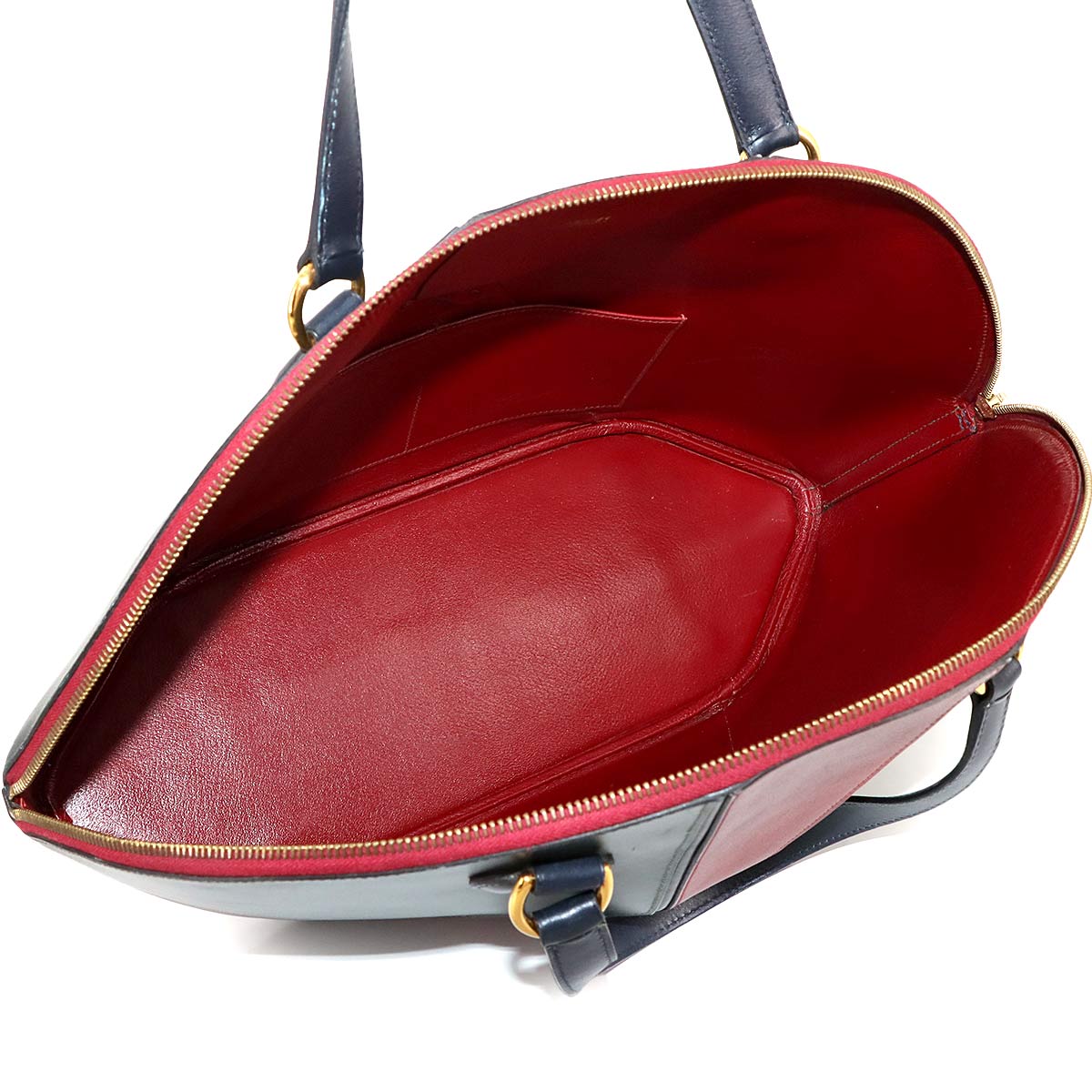 Il de Veau Hand Bag Box Carf Green Bordeaux Navy Purse 90275291