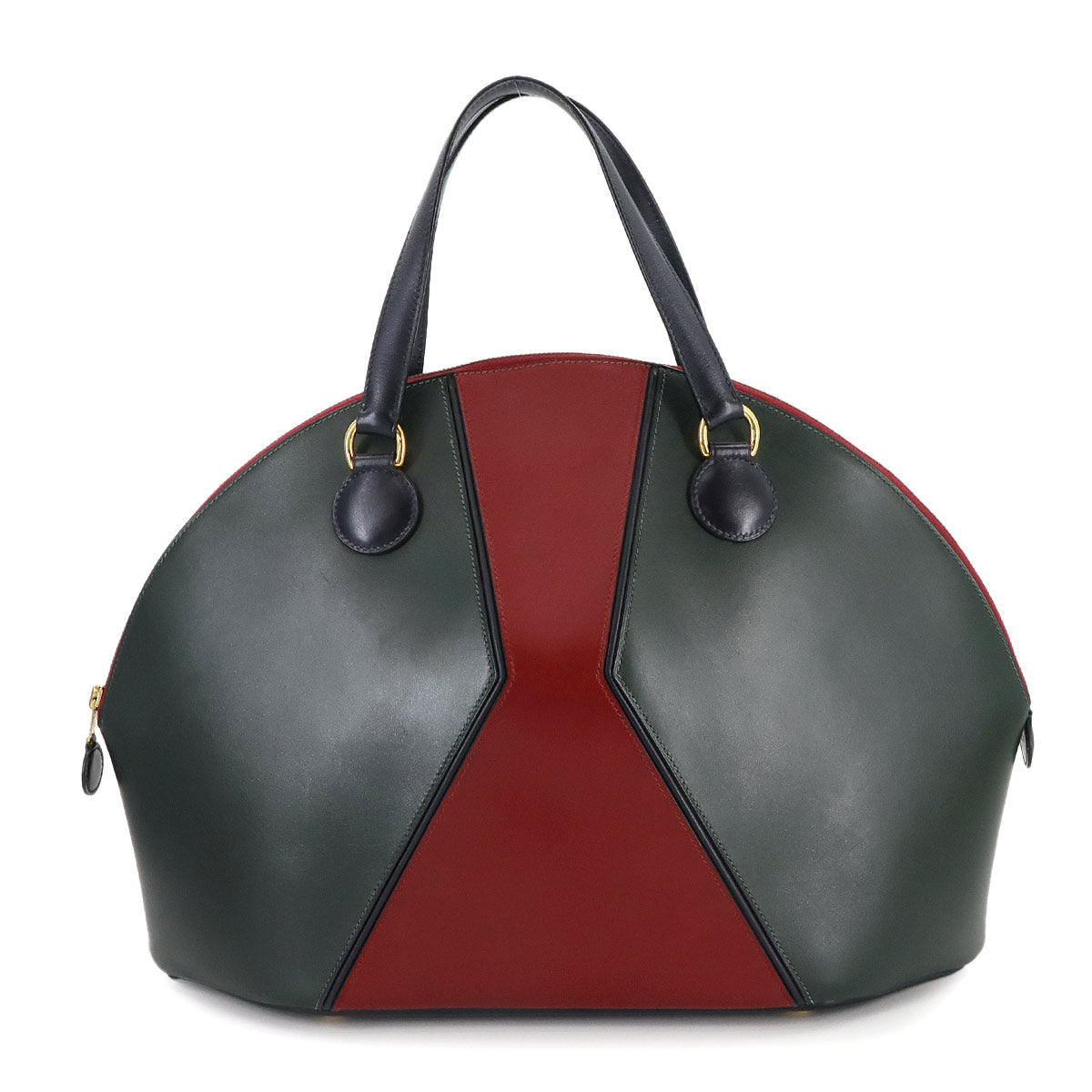 Il de Veau Hand Bag Box Carf Green Bordeaux Navy Purse 90275291