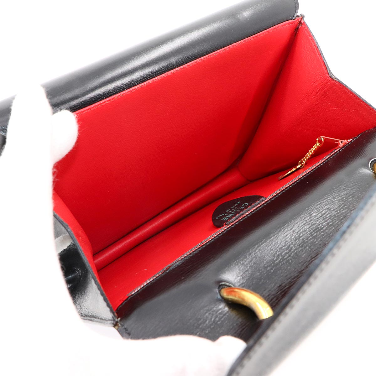 Gancini Hand Bag Leather Black Vintage Purse