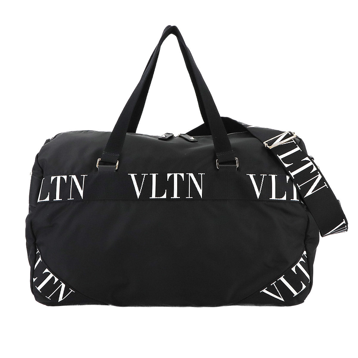 VLTN Boston Shoulder Bag Nylon Black White Purse 90275299