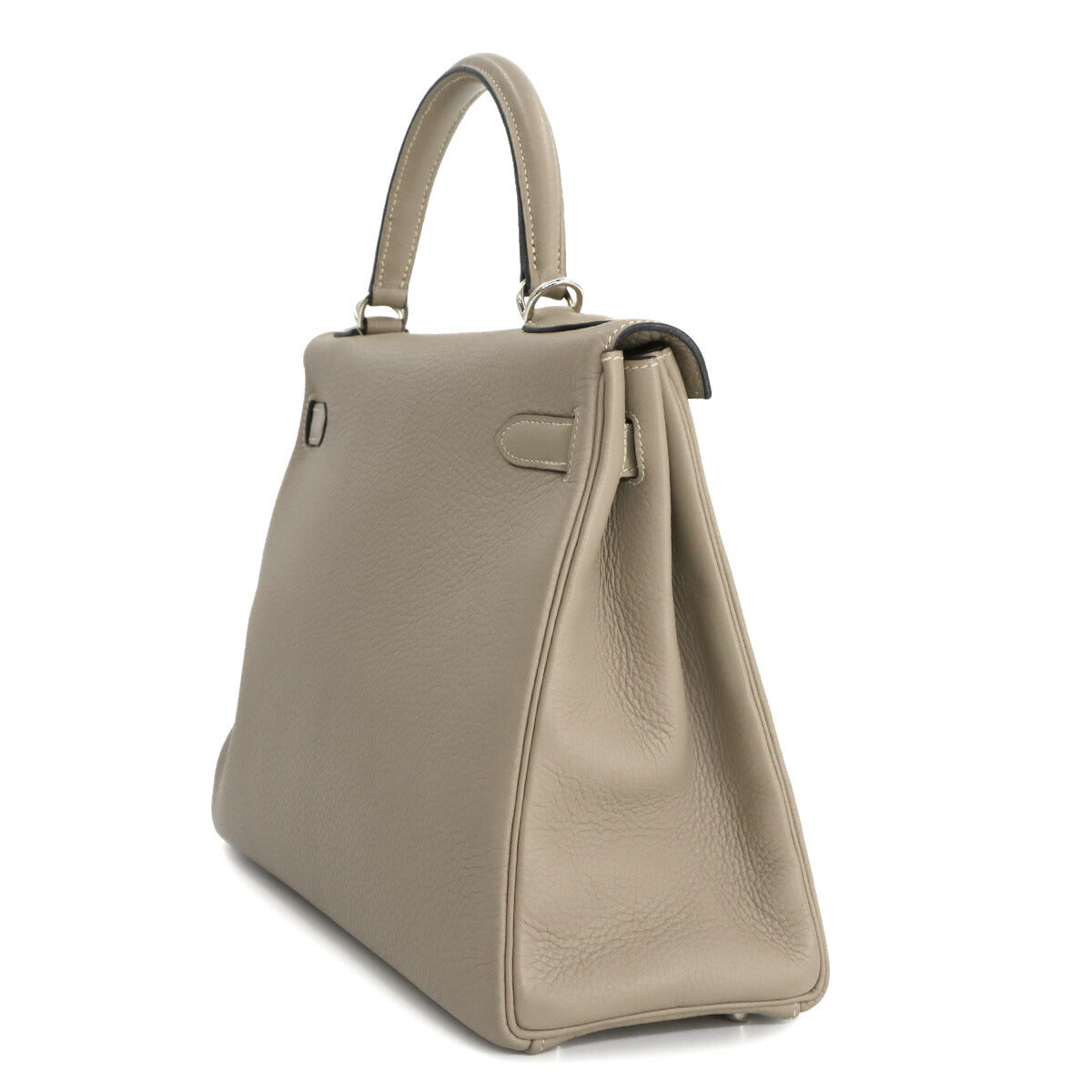 Kelly 32 Hand Shoulder Bag Taurillon Clemence Gris Tourterelle