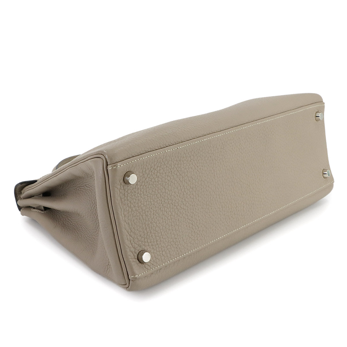 Kelly 32 Hand Shoulder Bag Taurillon Clemence Gris Tourterelle