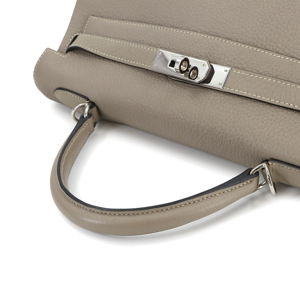 Kelly 32 Hand Shoulder Bag Taurillon Clemence Gris Tourterelle