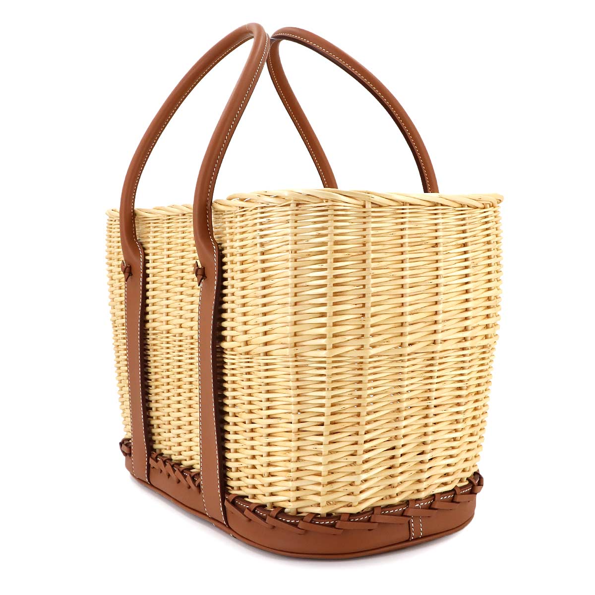 Gaden Picnic Tote Bag Osier Veau Swift Natural Gold Basket
