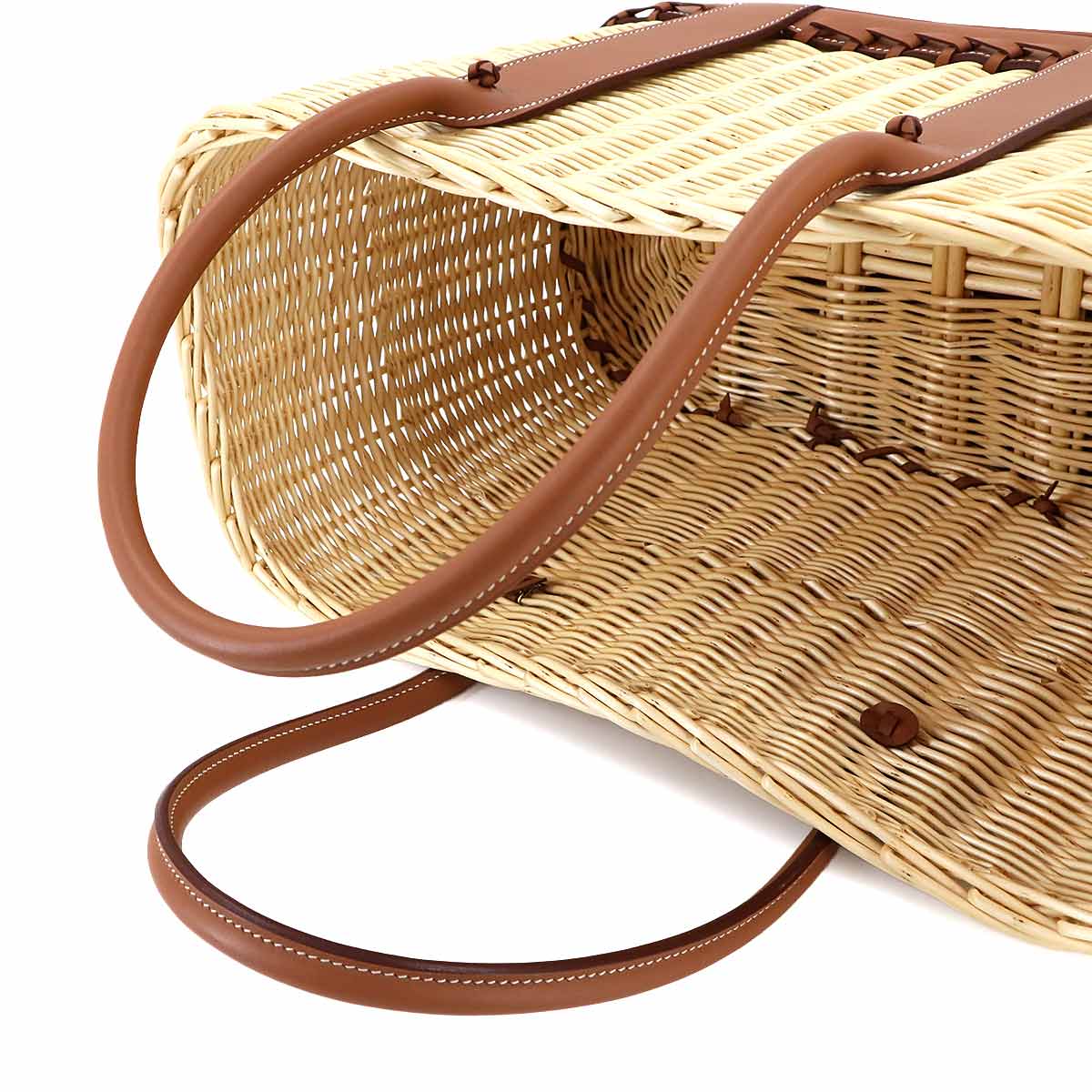 Gaden Picnic Tote Bag Osier Veau Swift Natural Gold Basket