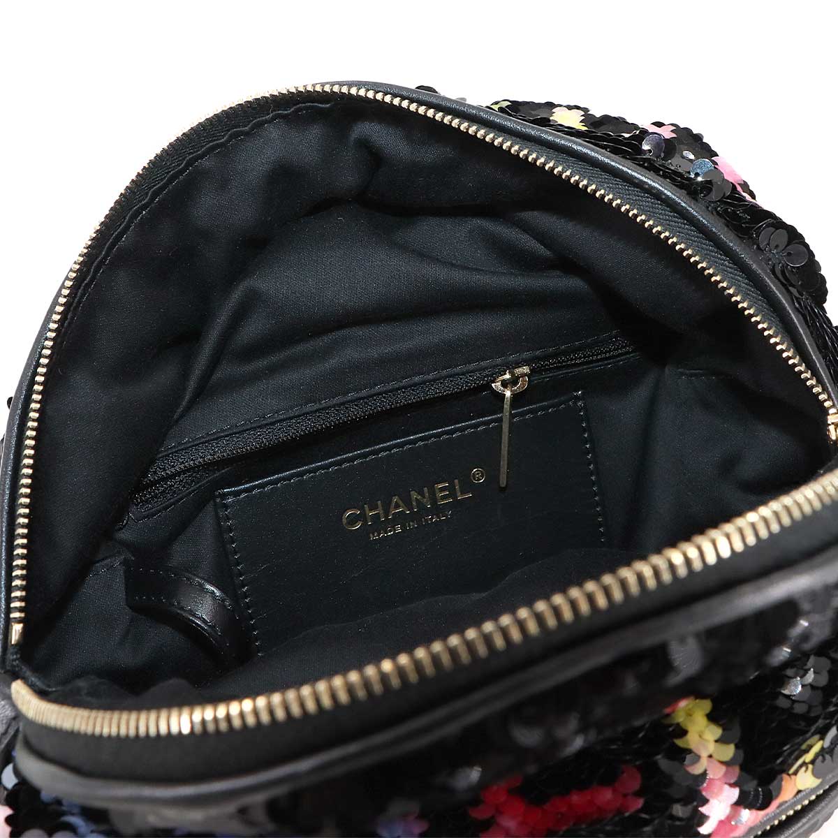 Chain Backpack Spangle Leather Black Purse