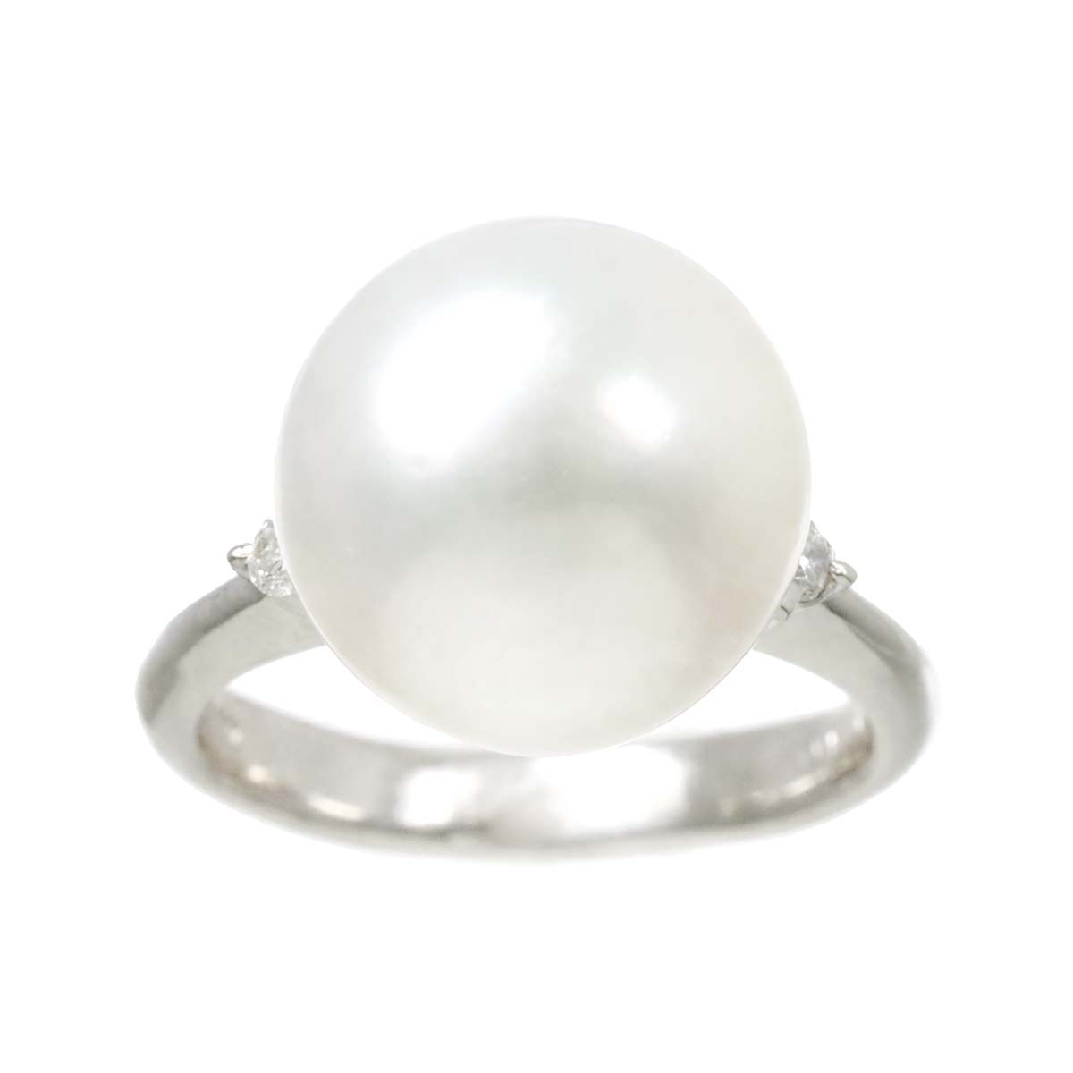 South Sea pearl 13.3mm Diamond 0.10ct Ring Pt Platinum 6.5-6.75(US)