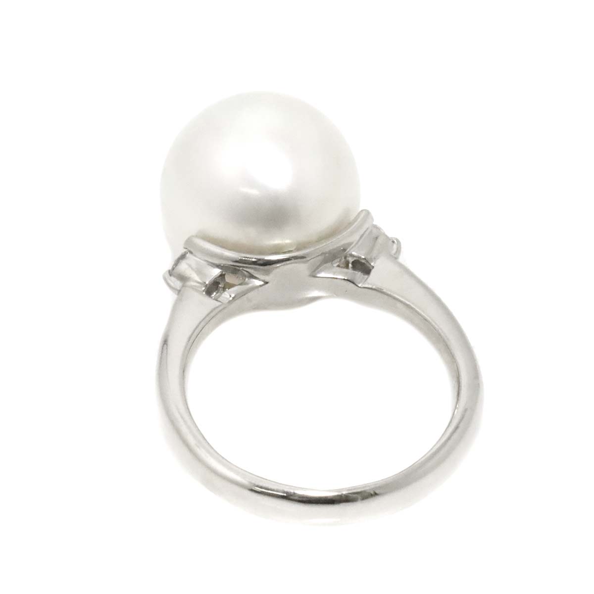 South Sea pearl 13.3mm Diamond 0.10ct Ring Pt Platinum 6.5-6.75(US)