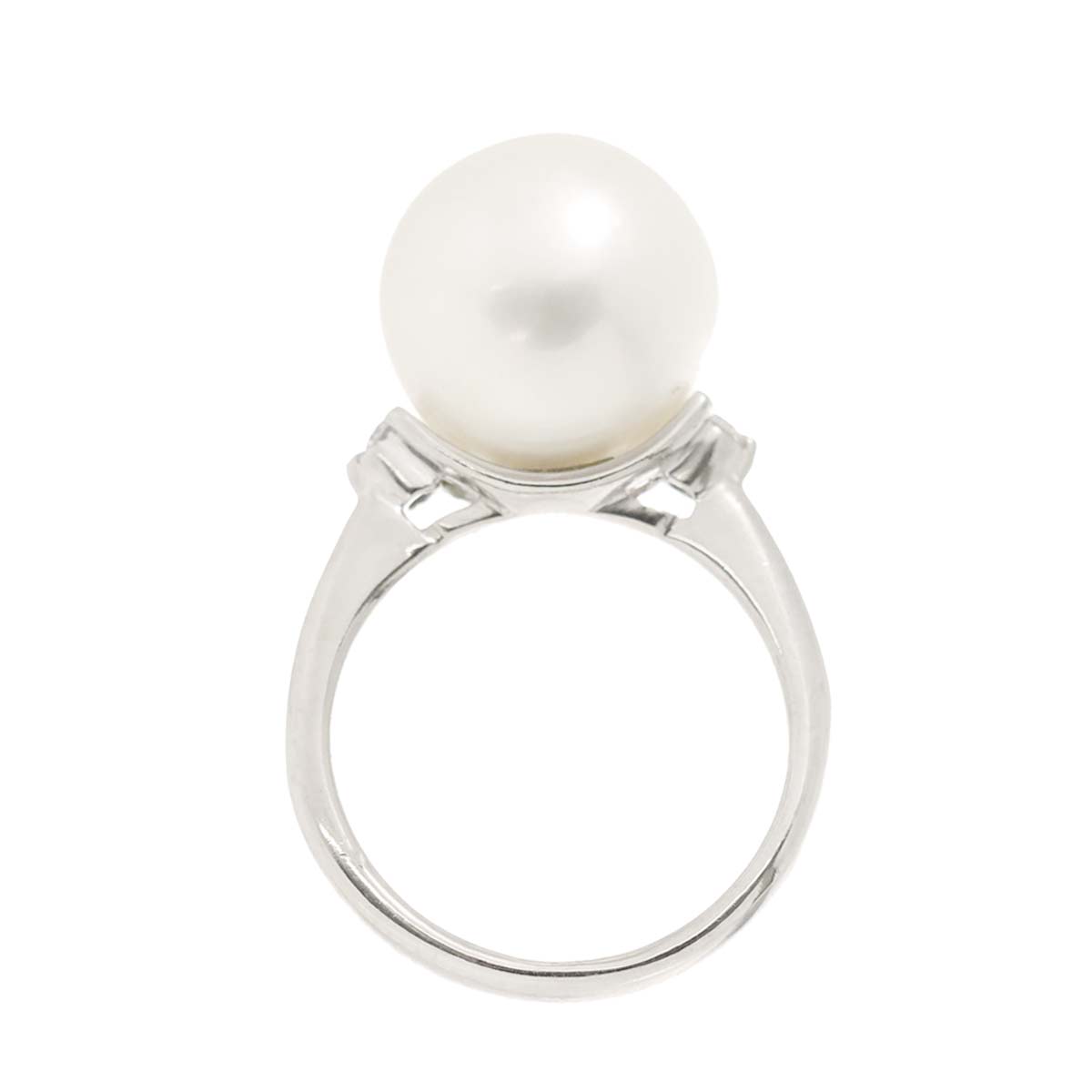 South Sea pearl 13.3mm Diamond 0.10ct Ring Pt Platinum 6.5-6.75(US)