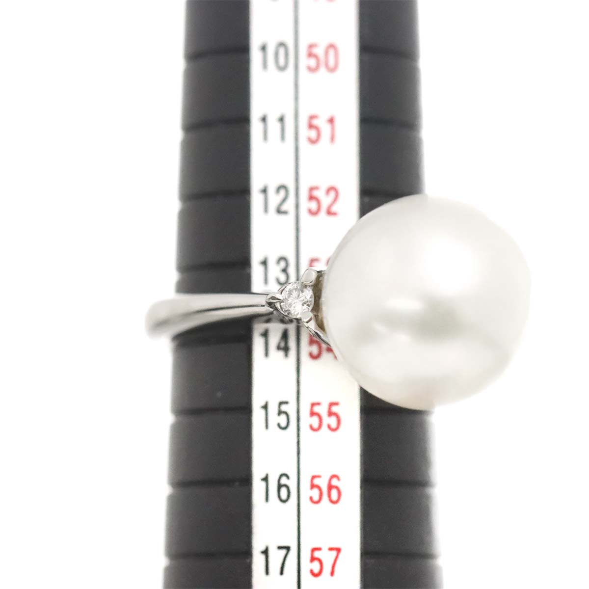 South Sea pearl 13.3mm Diamond 0.10ct Ring Pt Platinum 6.5-6.75(US)