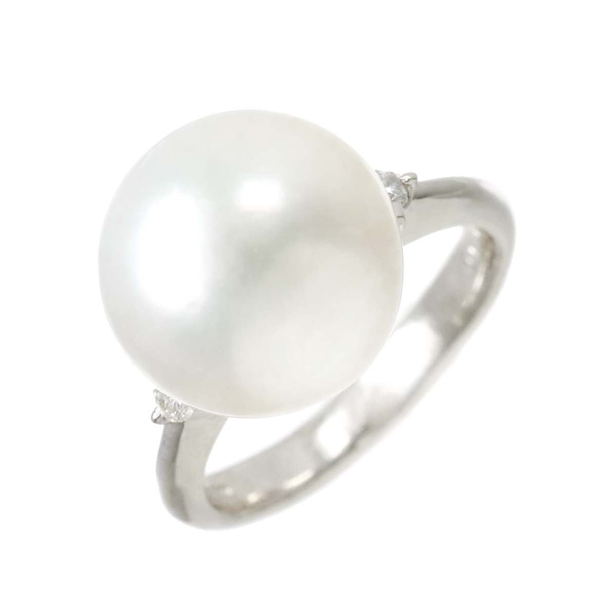 South Sea pearl 13.3mm Diamond 0.10ct Ring Pt Platinum 6.5-6.75(US)