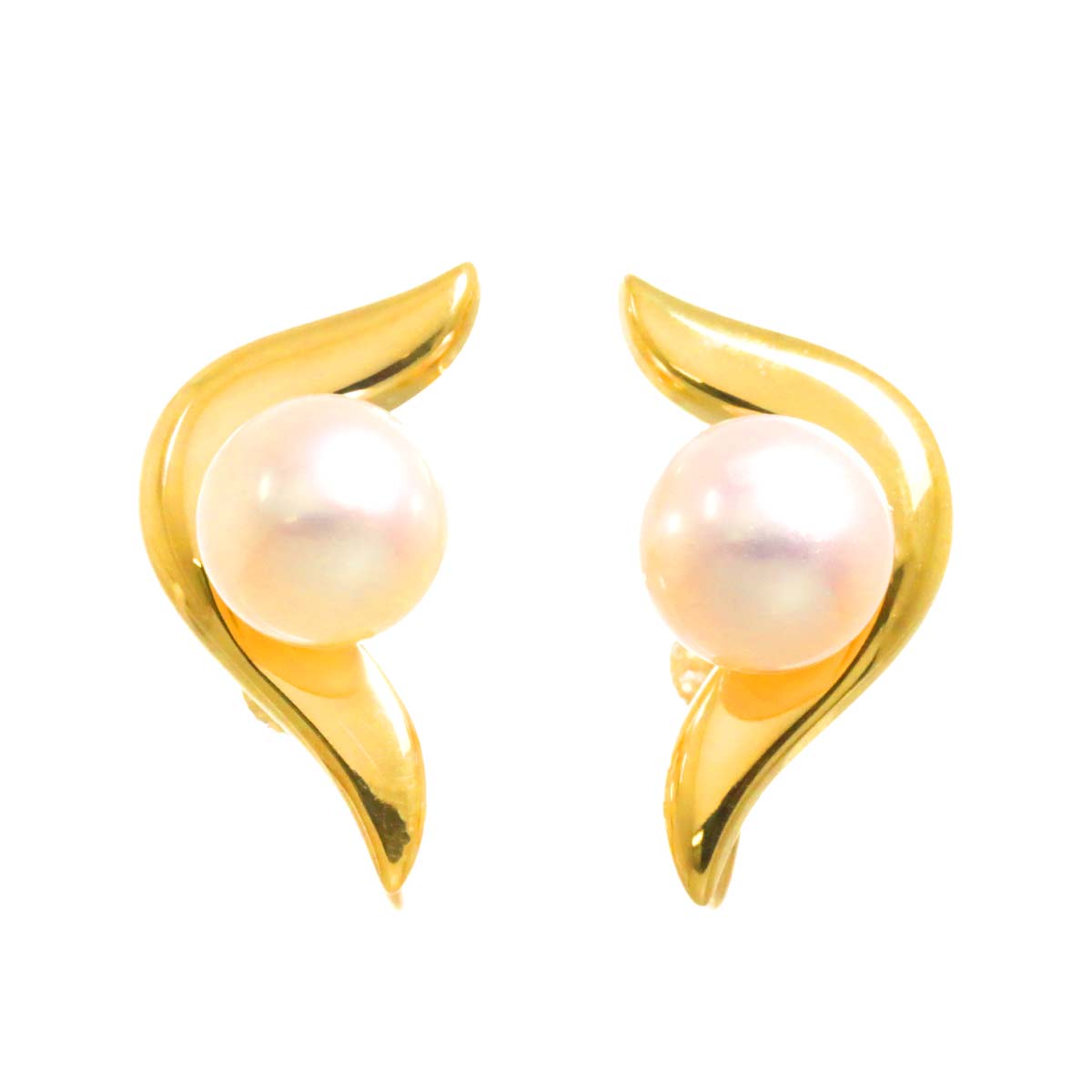 Akoya Pearl 7.4-7.2mm Earrings Clip on 18K YG 750