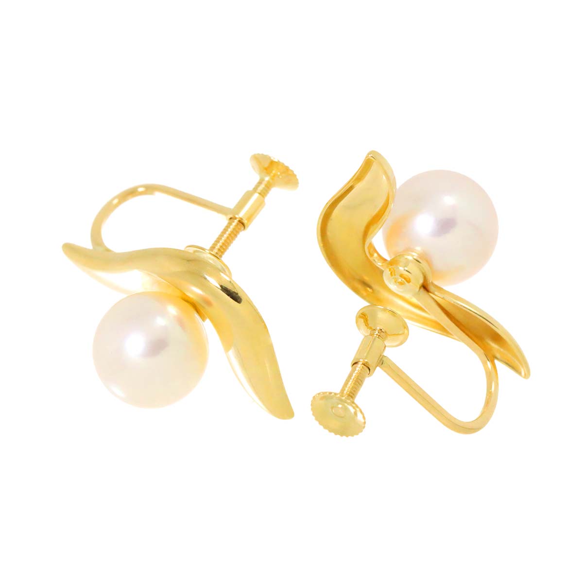 Akoya Pearl 7.4-7.2mm Earrings Clip on 18K YG 750