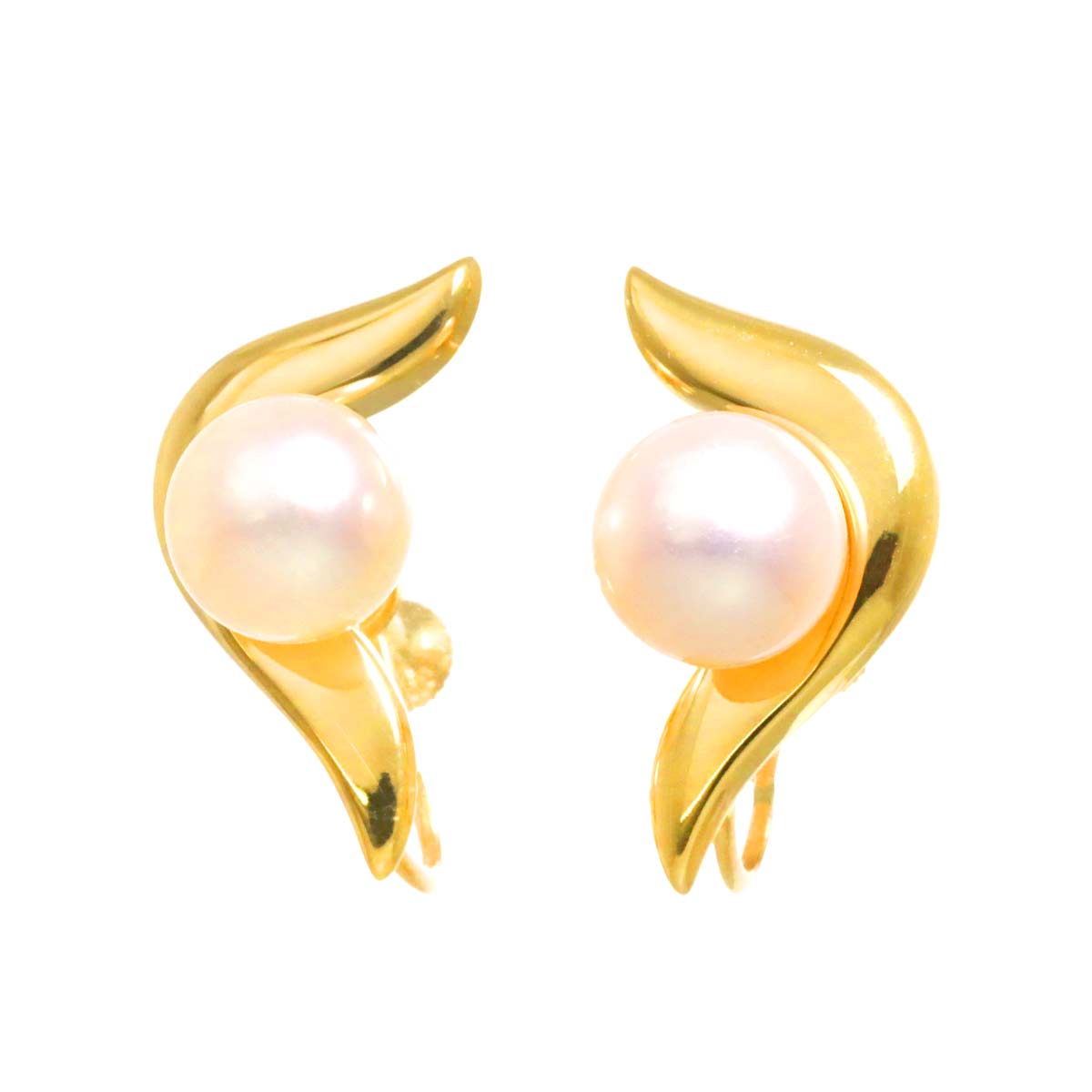 Akoya Pearl 7.4-7.2mm Earrings Clip on 18K YG 750