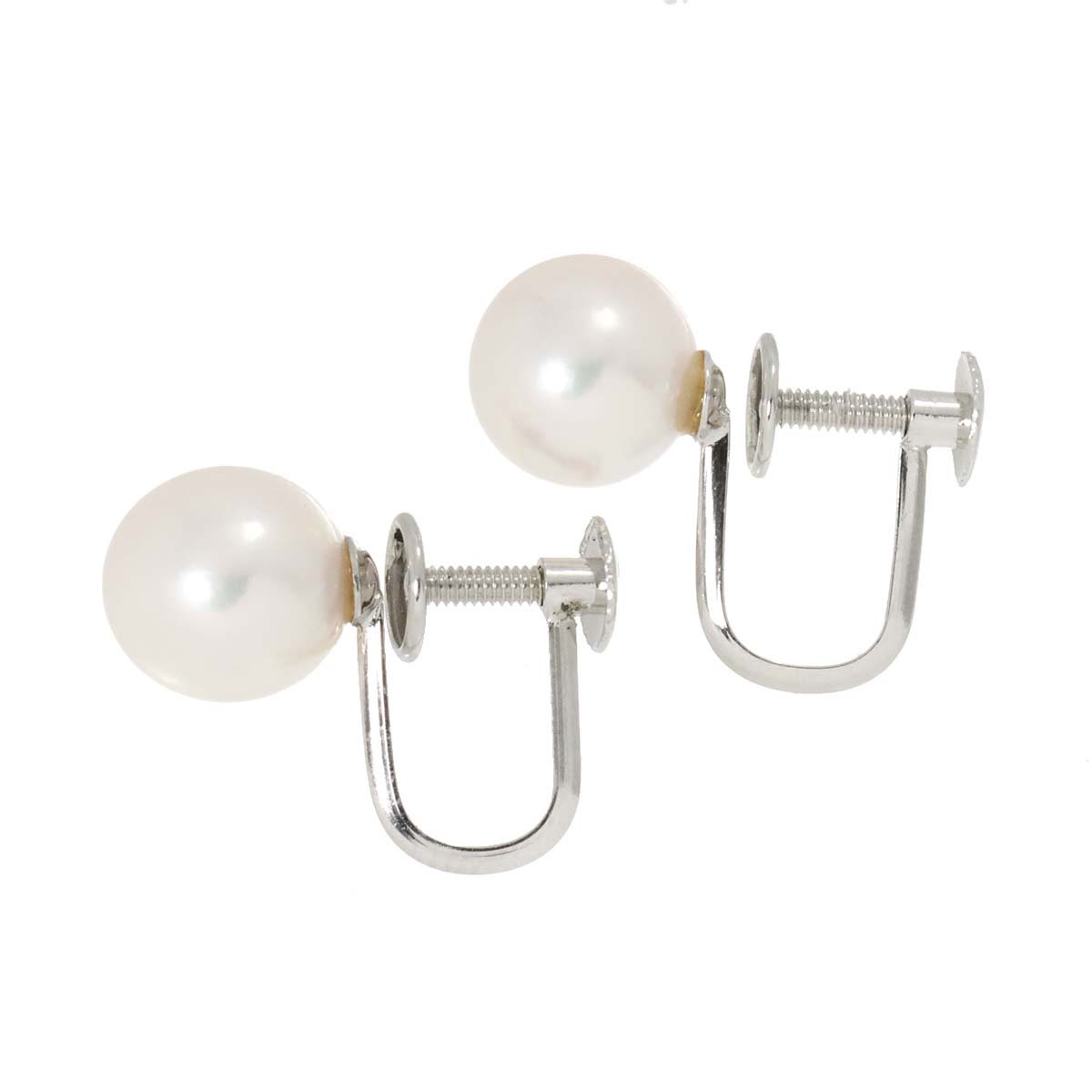 Akoya Pearl 7.5mm Earrings 14K K14 WG White Gold 585