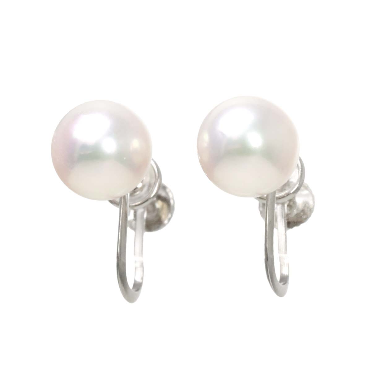 Akoya Pearl 7.5mm Earrings 14K K14 WG White Gold 585
