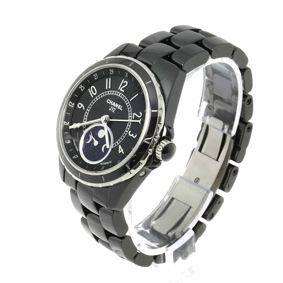 J12 Phase De Lune H3406 Moon phase Automatic Black Dial Mens