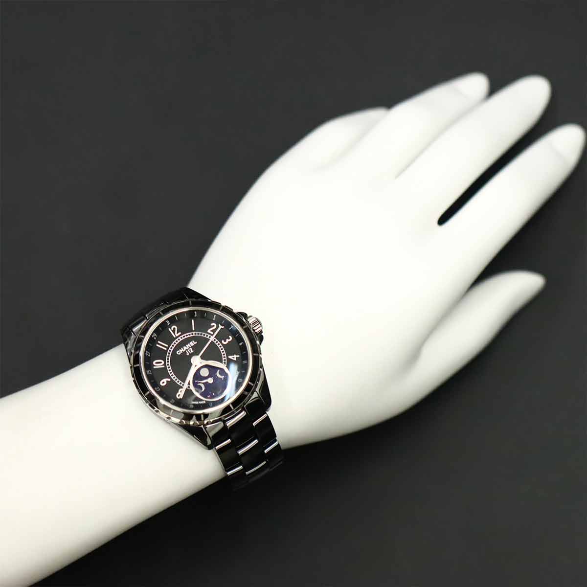 J12 Phase De Lune H3406 Moon phase Automatic Black Dial Mens