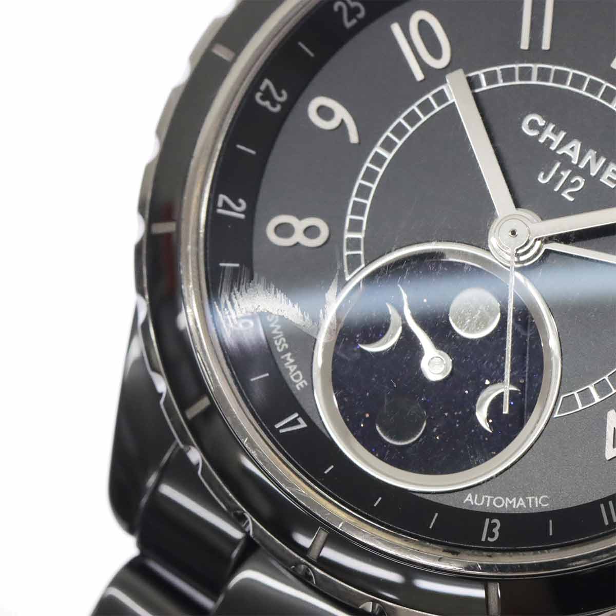 J12 Phase De Lune H3406 Moon phase Automatic Black Dial Mens