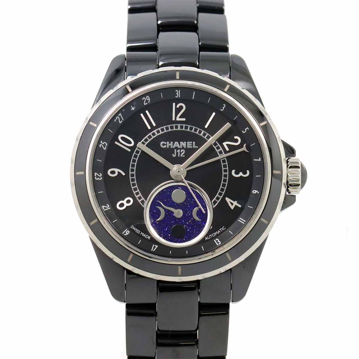 J12 Phase De Lune H3406 Moon phase Automatic Black Dial Mens