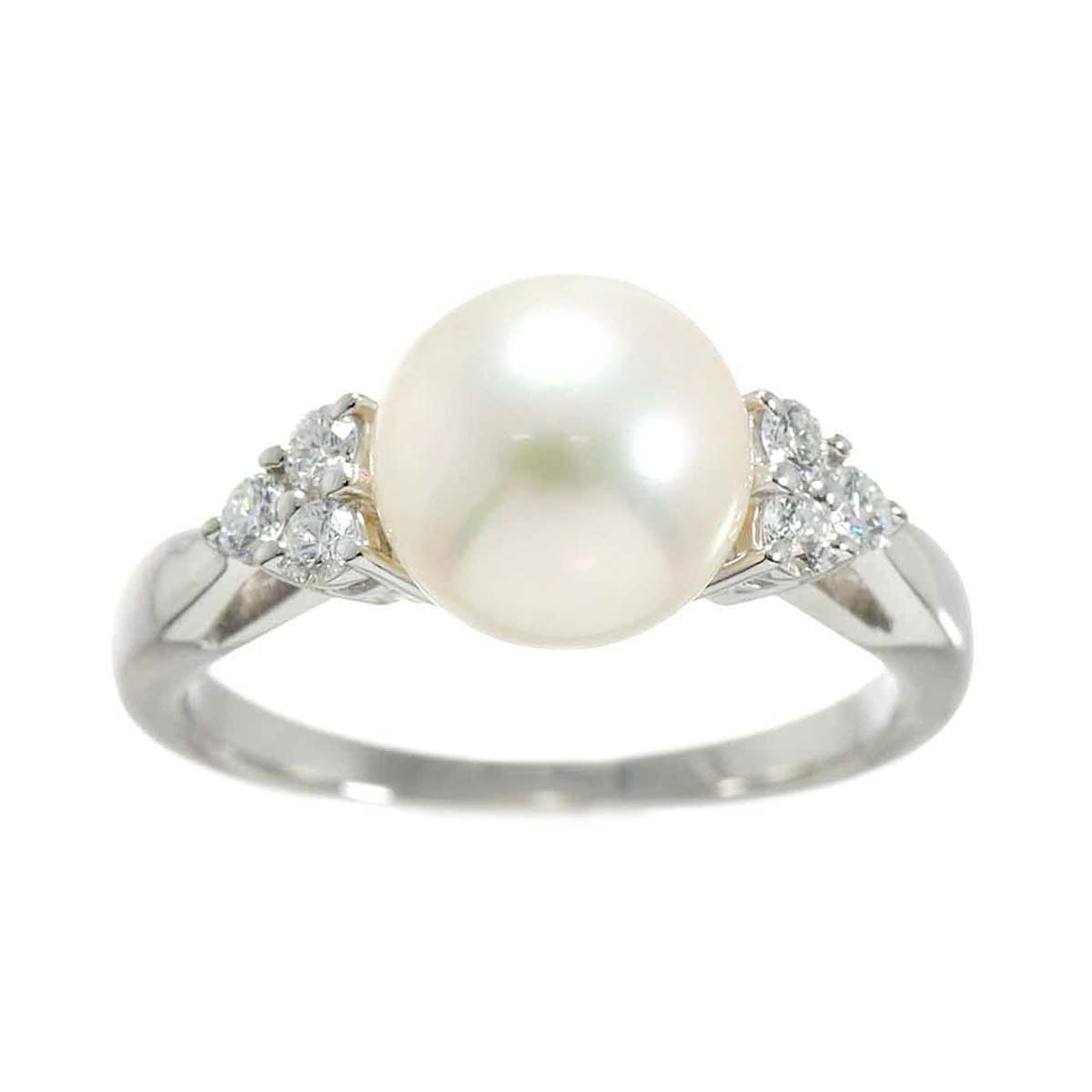 MIKIMOTO Akoya Pearl 8.7mm Diamond Ring Platinum size4.75-5(US)