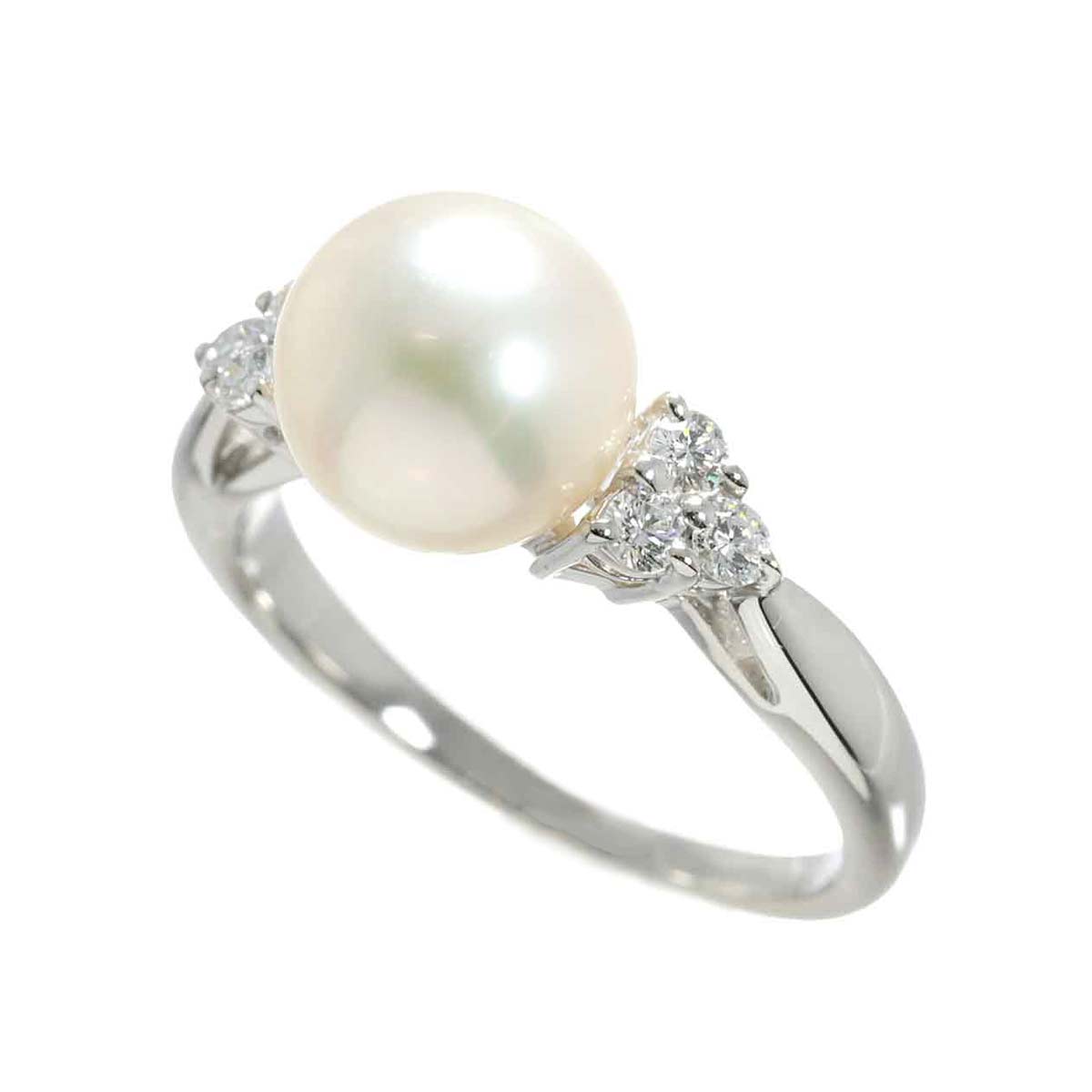 MIKIMOTO Akoya Pearl 8.7mm Diamond Ring Platinum size4.75-5(US)