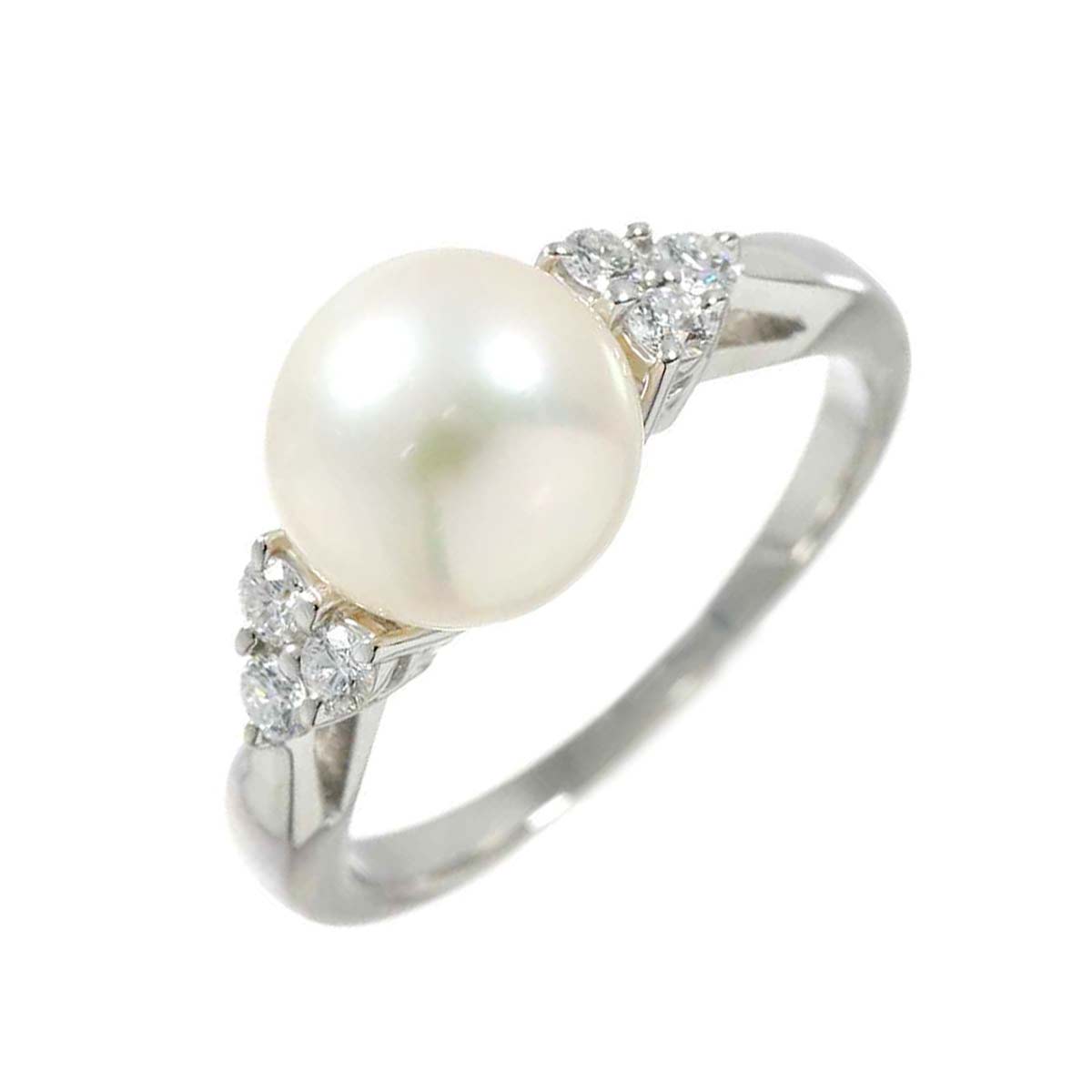 MIKIMOTO Akoya Pearl 8.7mm Diamond Ring Platinum size4.75-5(US)