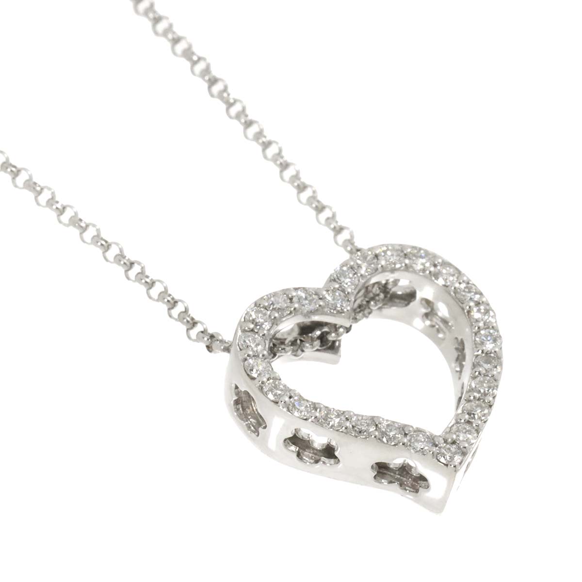 Diamond 0.37ct Heart Necklace 18K White Gold 750