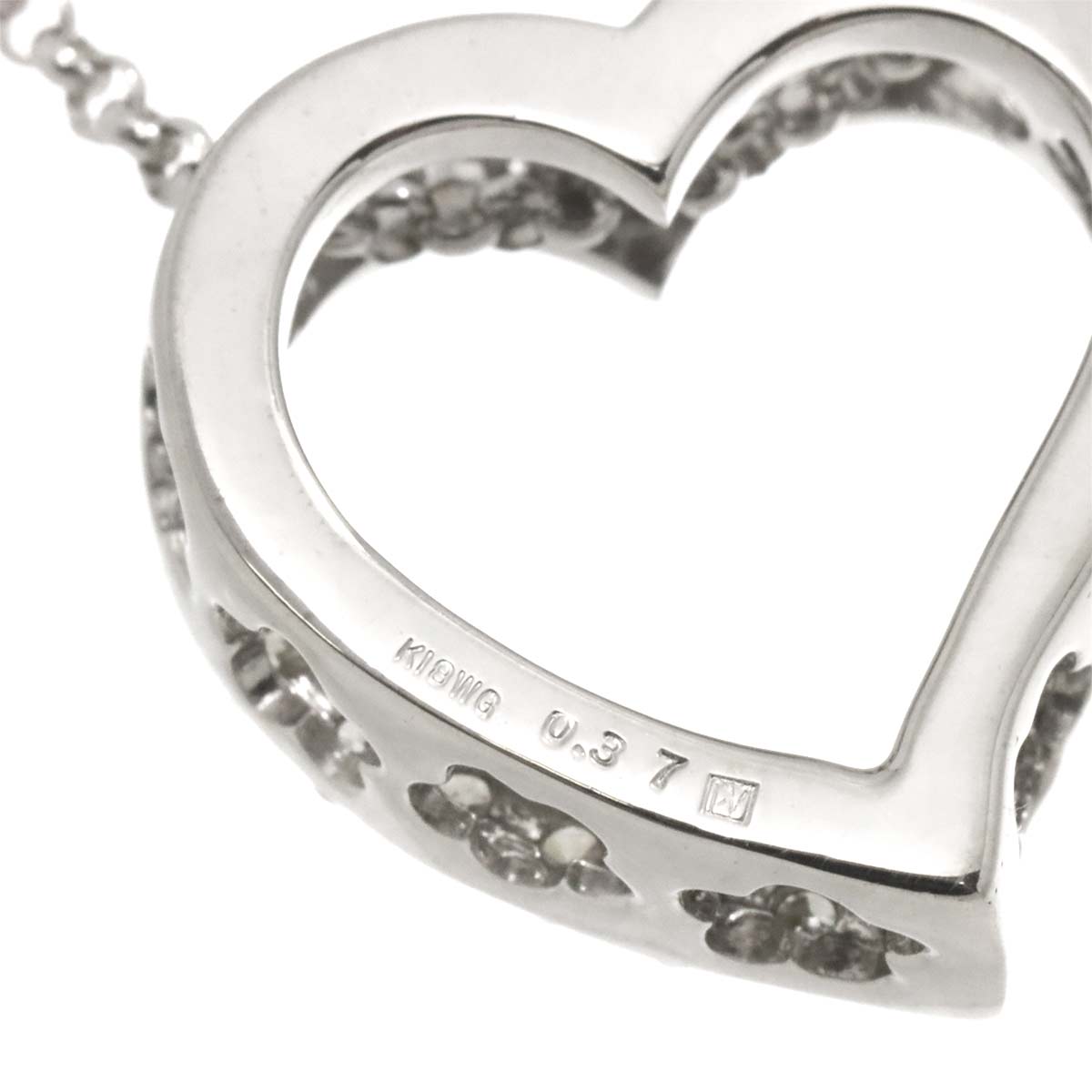 Diamond 0.37ct Heart Necklace 18K White Gold 750