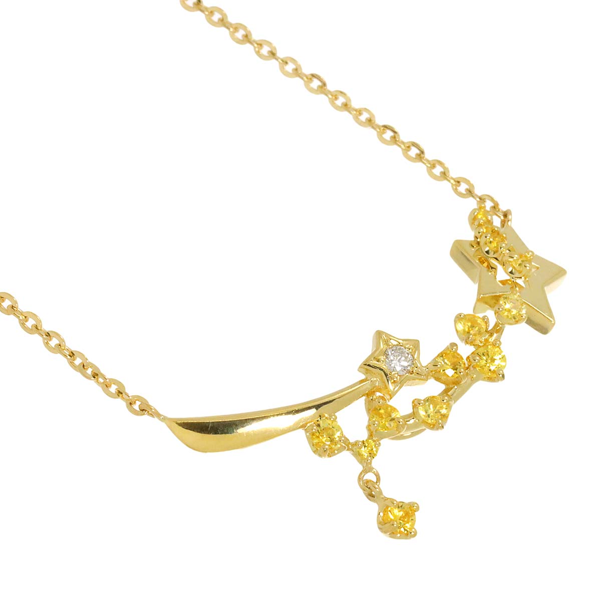 Sapphire 0.51ct Diamond 0.04ct Necklace 18K K18 YG 750