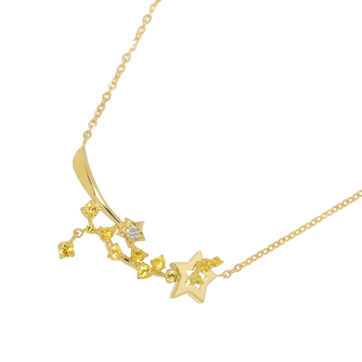 Sapphire 0.51ct Diamond 0.04ct Necklace 18K K18 YG 750