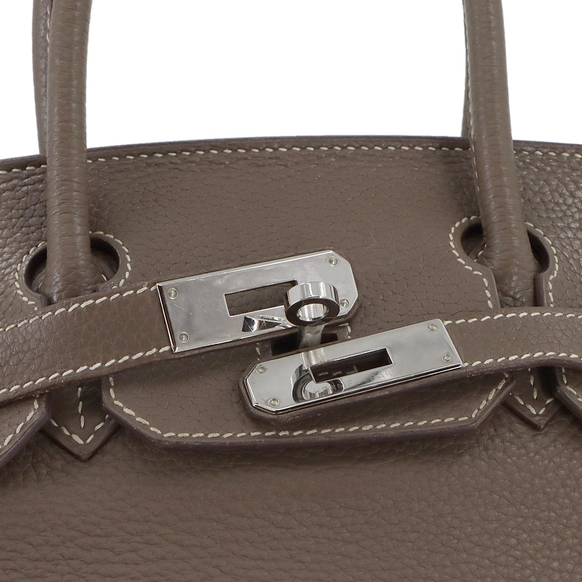 Birkin 30 Taurillon Clemence Etoupe Hand Bag Purse Beige