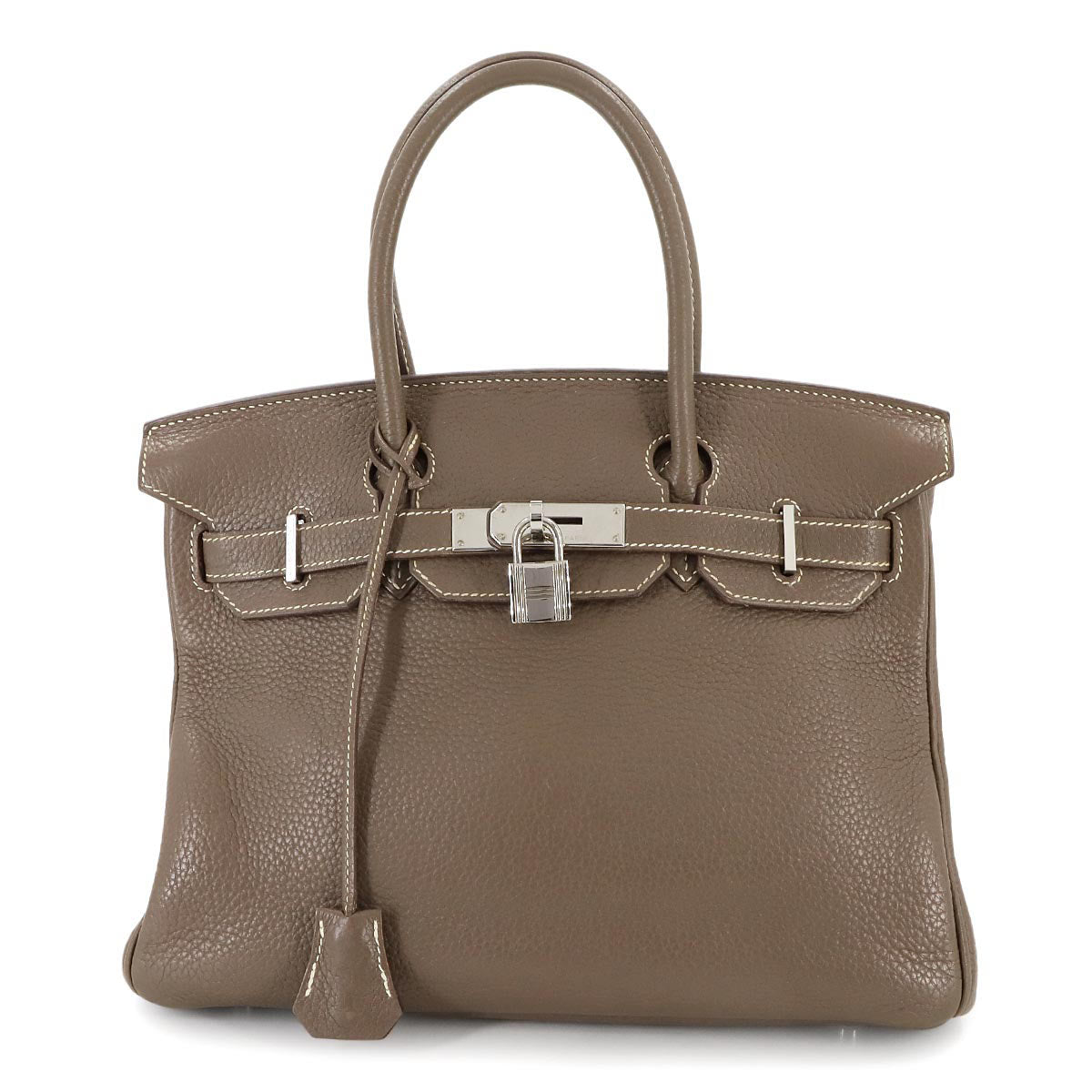 Birkin 30 Taurillon Clemence Etoupe Hand Bag Purse Beige