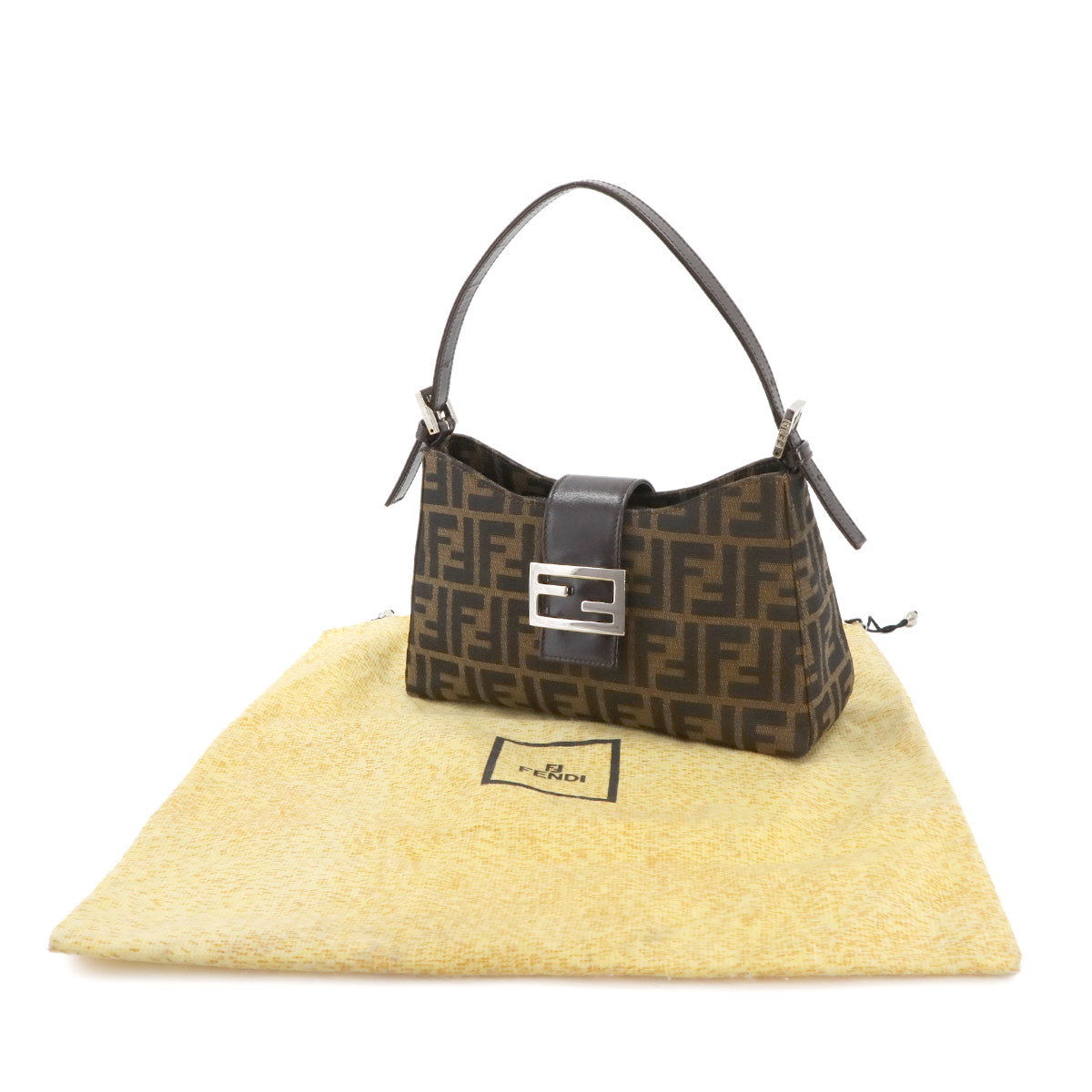 Zucca Hand Bag Canvas Leather Brown Vintage Purse