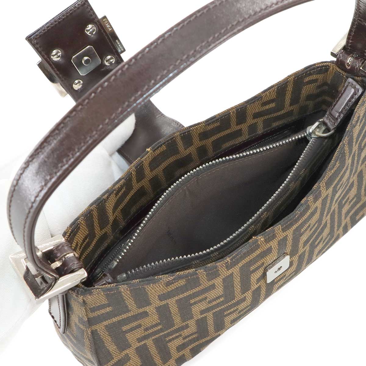 Zucca Hand Bag Canvas Leather Brown Vintage Purse