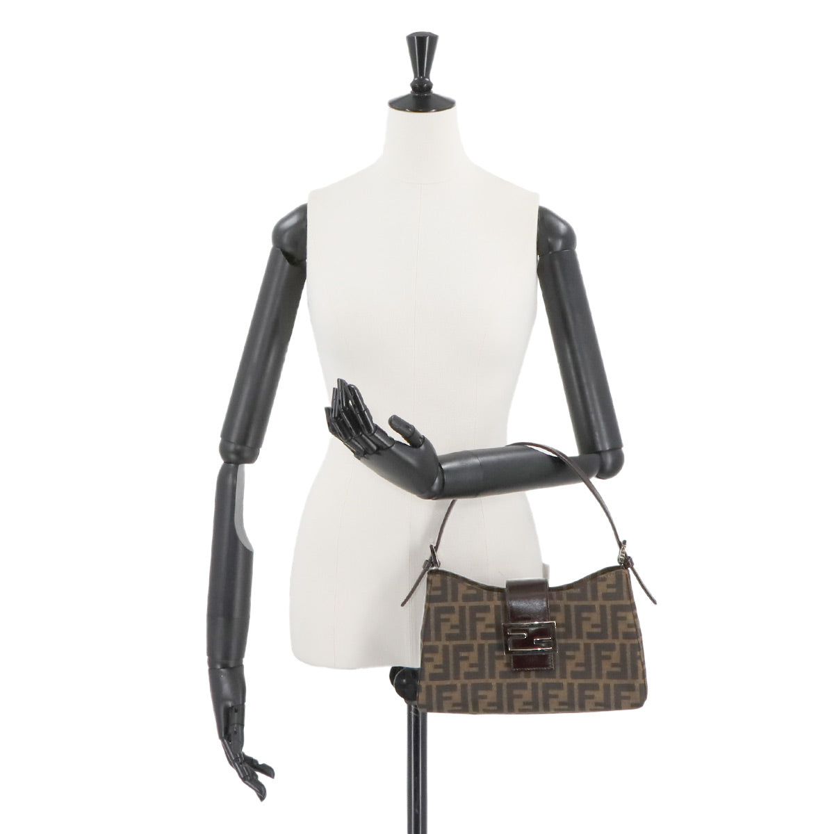 Zucca Hand Bag Canvas Leather Brown Vintage Purse