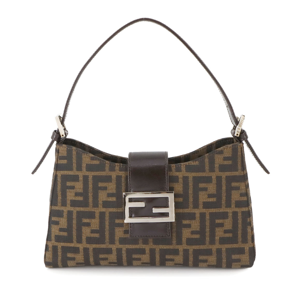 Zucca Hand Bag Canvas Leather Brown Vintage Purse