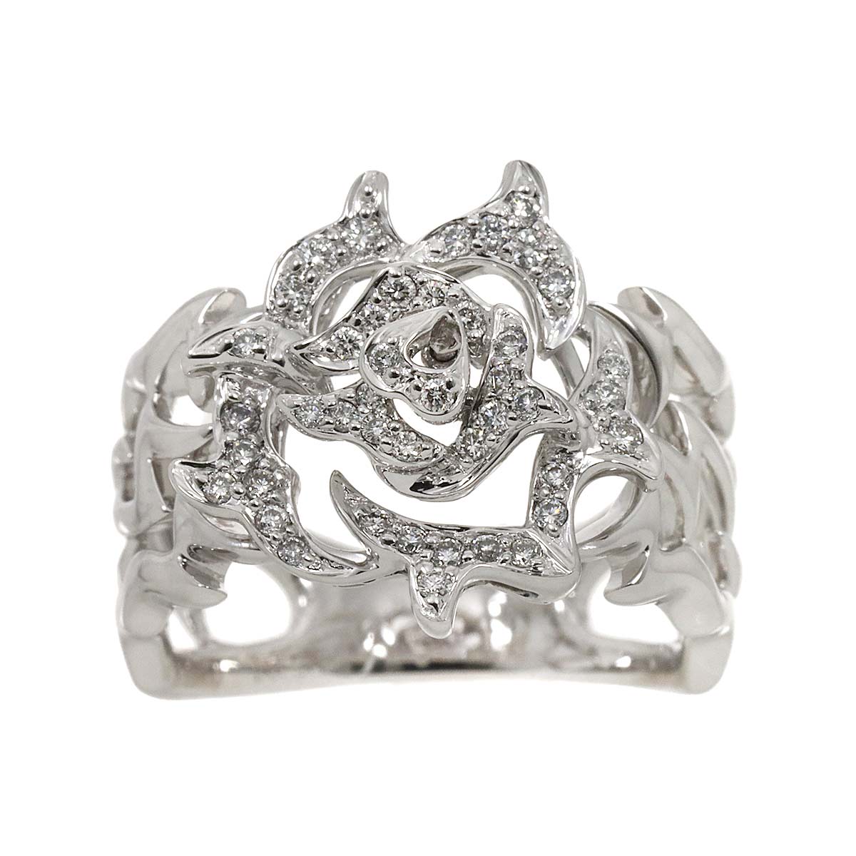 Diamond 0.28ct Ring 18K K18 WG White Gold size6-6.25(US)