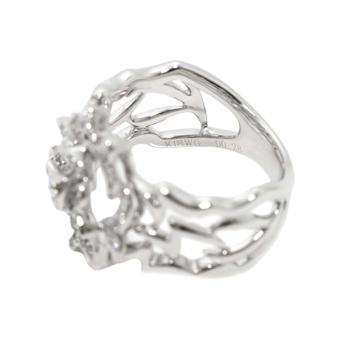 Diamond 0.28ct Ring 18K K18 WG White Gold size6-6.25(US)
