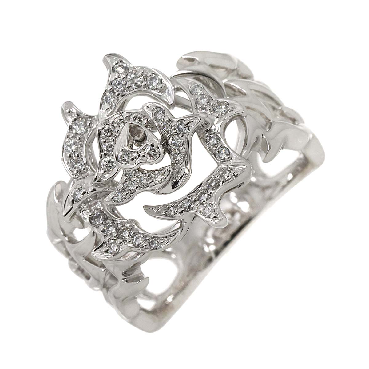 Diamond 0.28ct Ring 18K K18 WG White Gold size6-6.25(US)